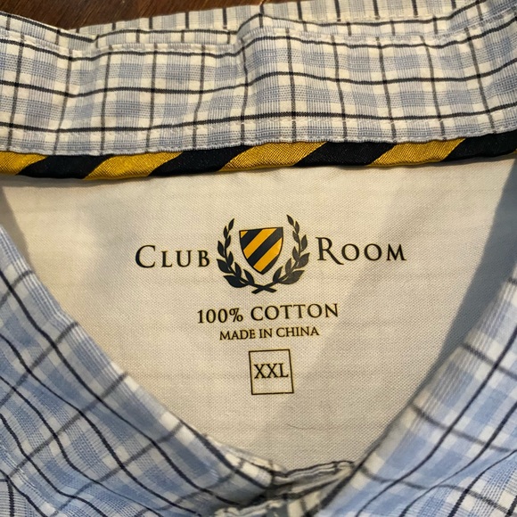 Men’s checkered casual button down shirt by Club Room. 100% cotton. Size XXL. - Picture 2 of 6